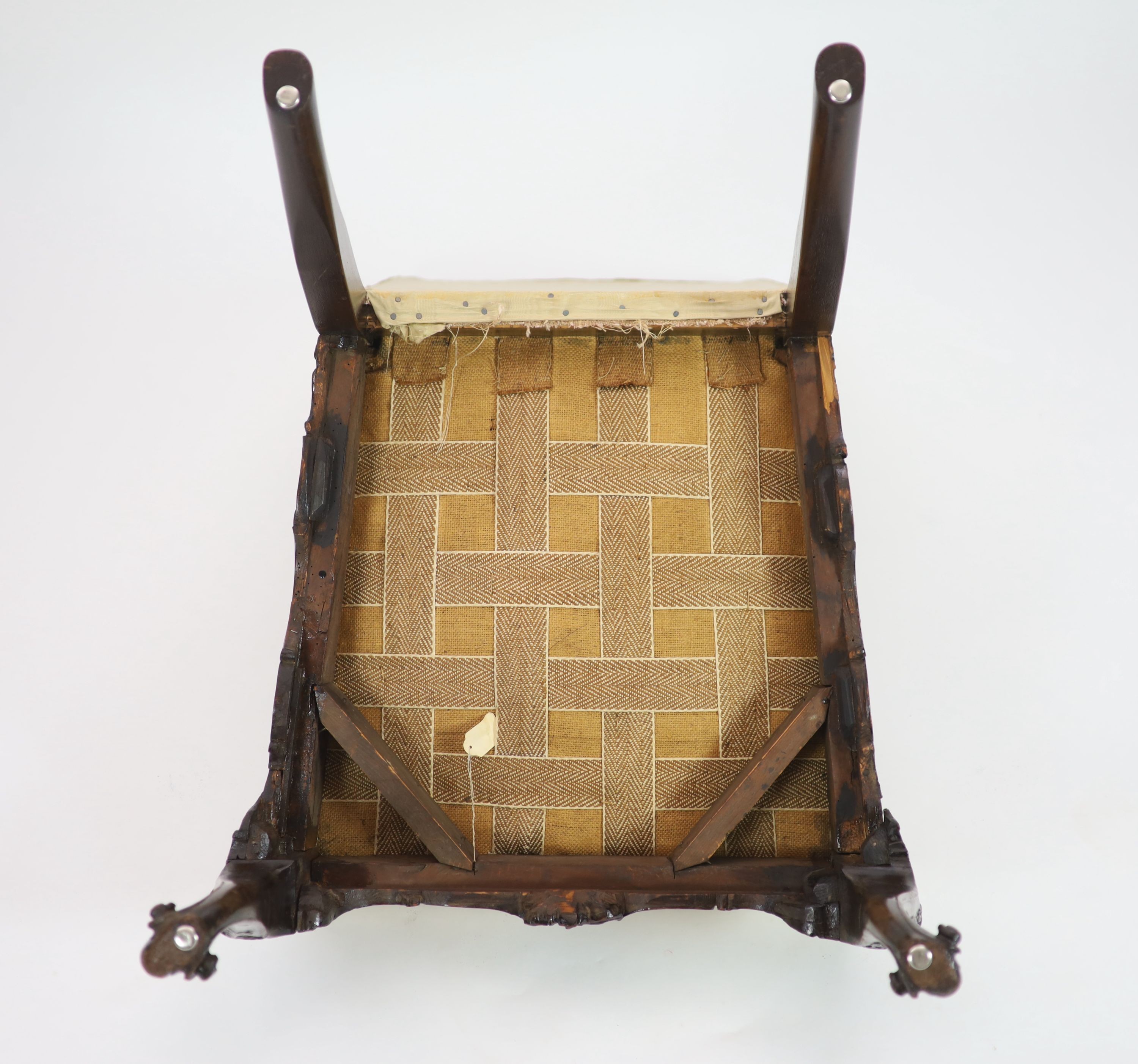 A George II red walnut side chair W.64cm D.73cm H.99cm
